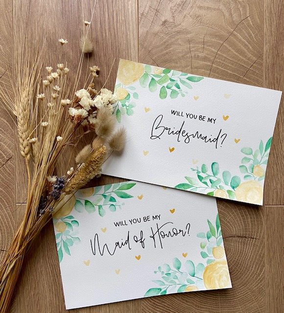 Corner Floral Will You Be My Bridesmaid Card