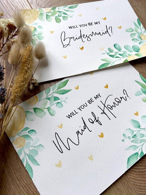 Corner Floral Will You Be My Bridesmaid Card