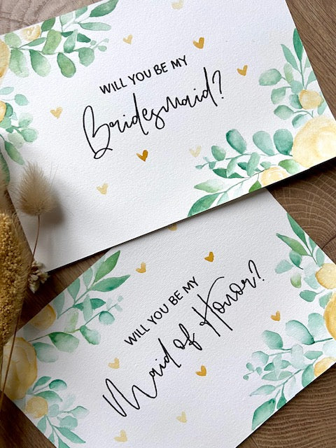 Corner Floral Will You Be My Bridesmaid Card
