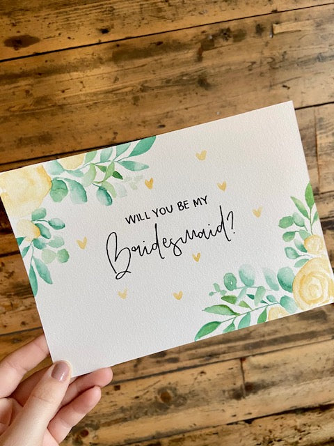 Corner Floral Will You Be My Bridesmaid Card