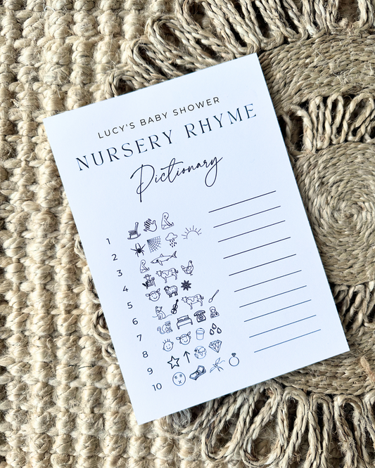 Personalised Baby Shower Nursery Rhyme Pictionary Game