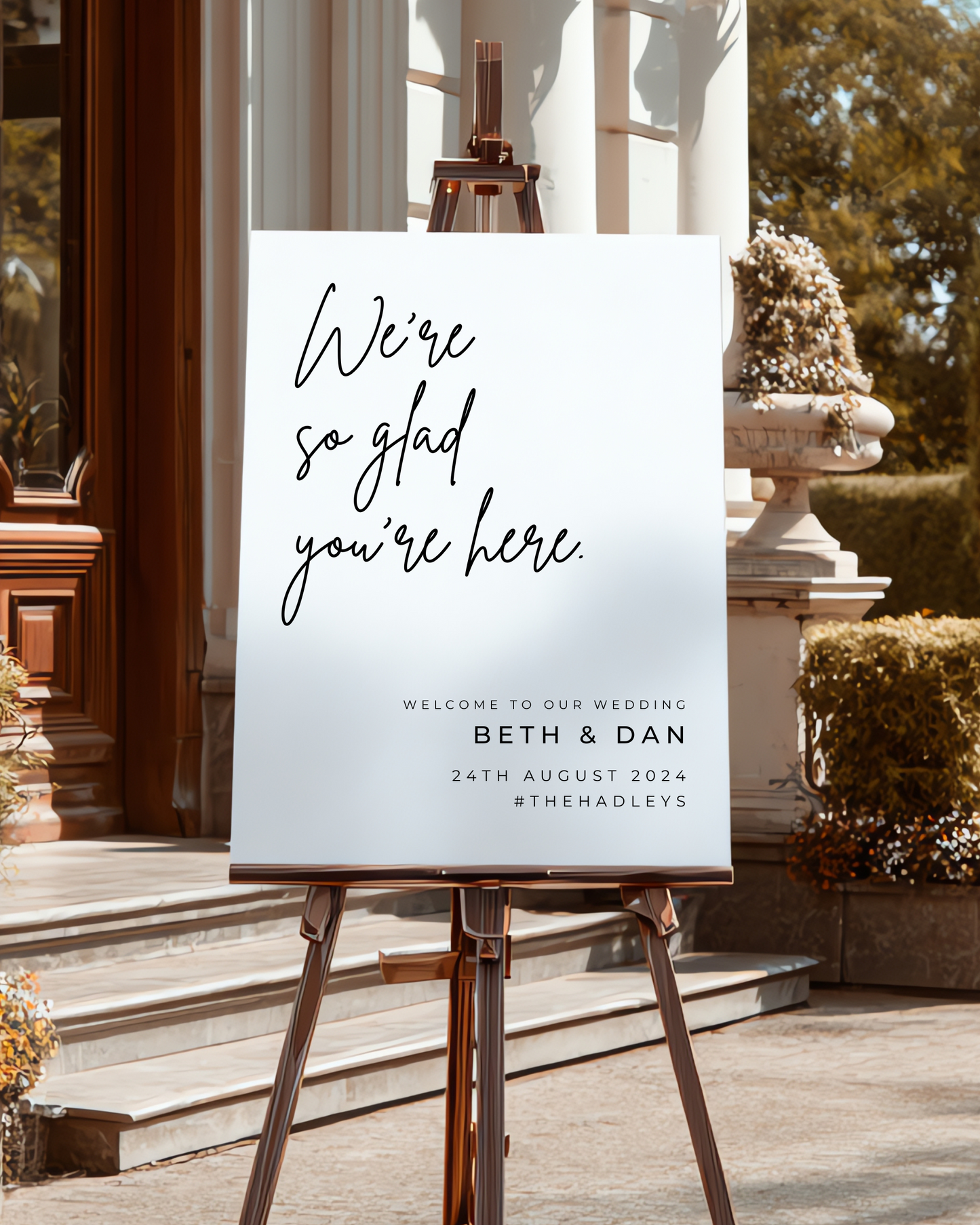 We're So Glad You're Here Large Welcome To Our Wedding Sign