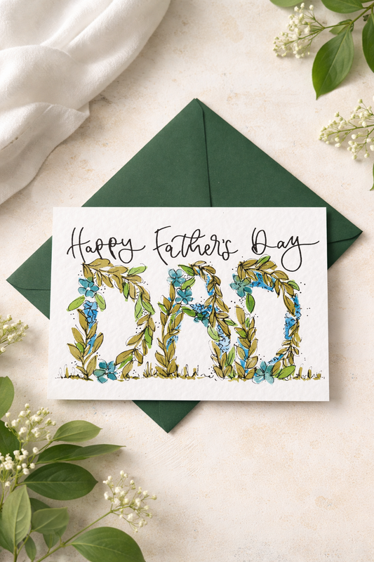 Personalised Hand Painted Botanical Father's Day Card
