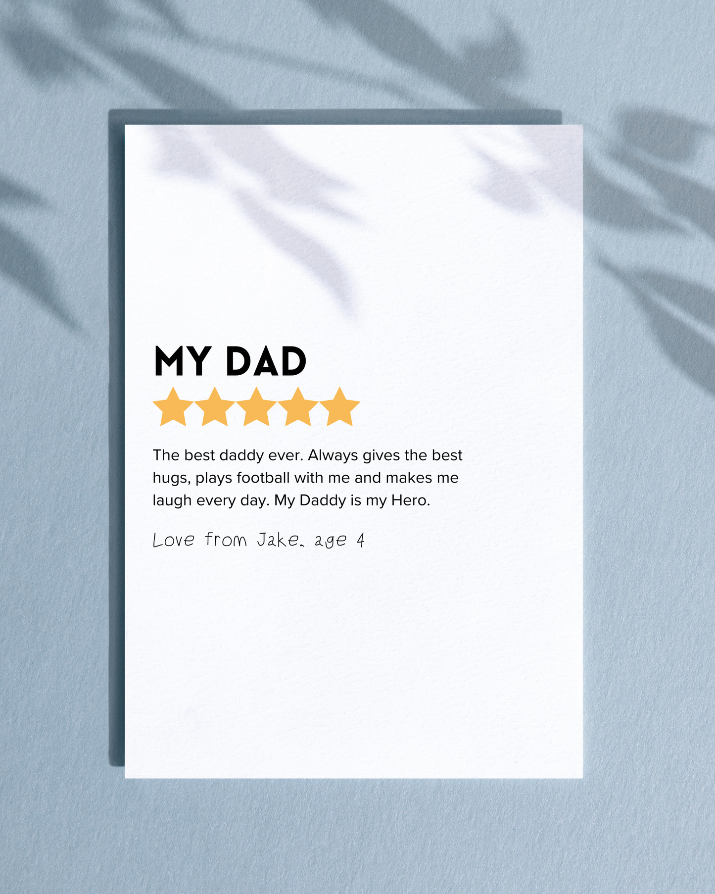 Personalised Review Father's Day Card