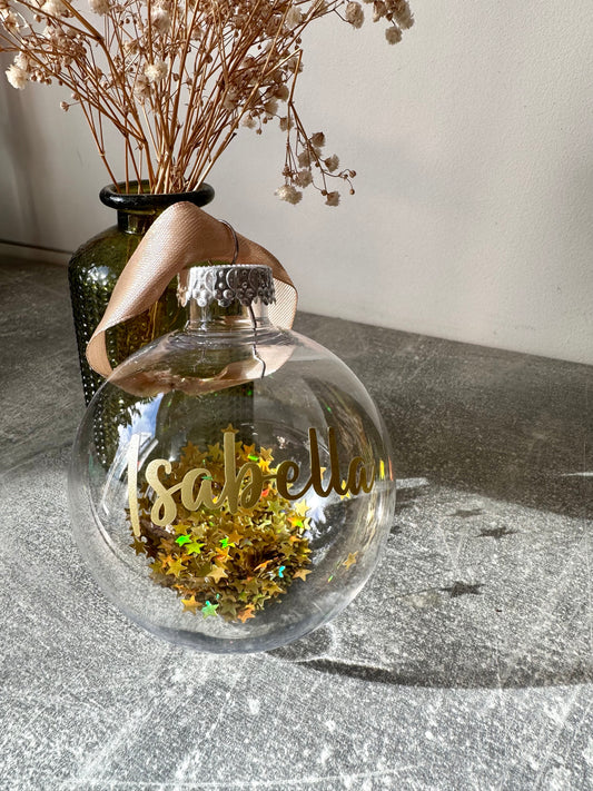 Personalised Gold Christmas Wish Bauble Tree Decoration