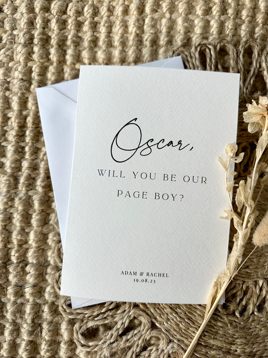 Personalised Will You Be Our Pageboy Card