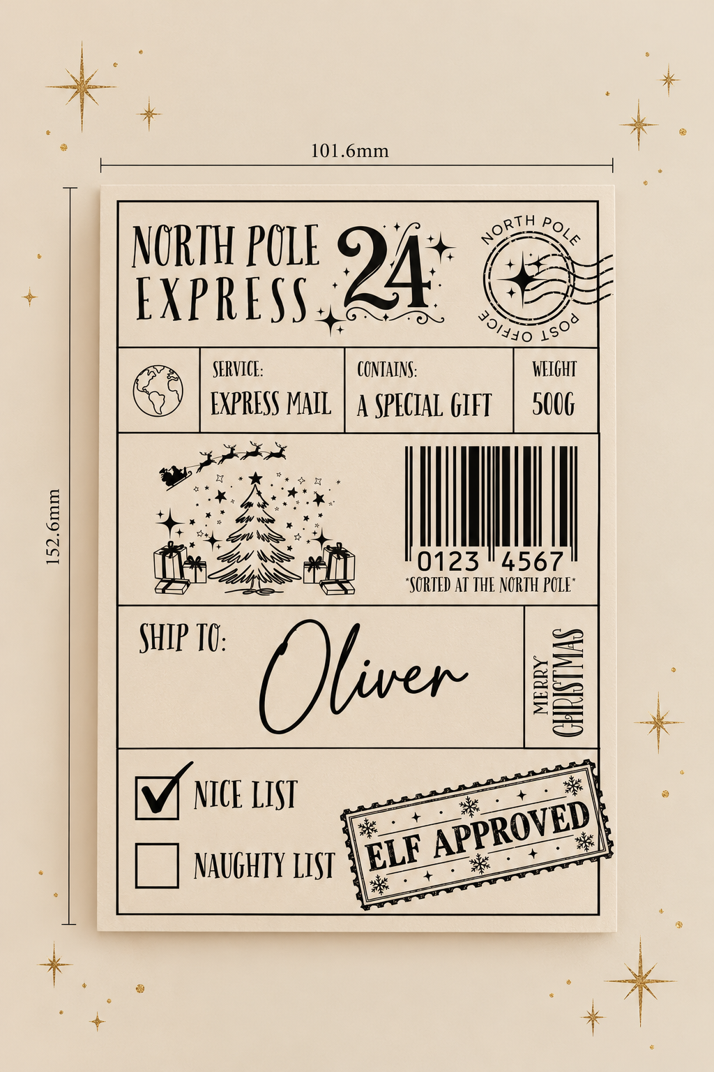 Personalised North Pole Postage Label, Custom Santa Gift Sticker Gift Wrapping