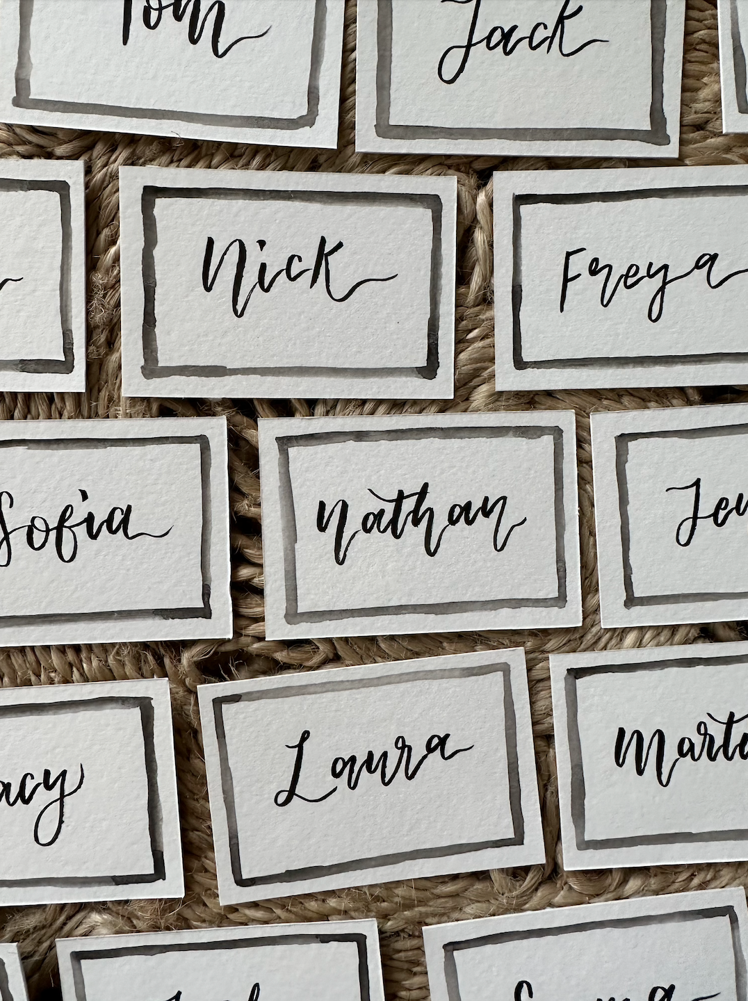 Hand Painted Border Place Name Cards