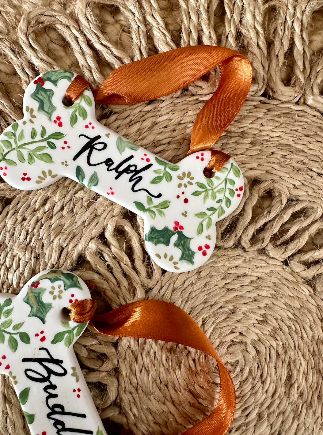 Personalised Ceramic Pet Bone Christmas Ornament