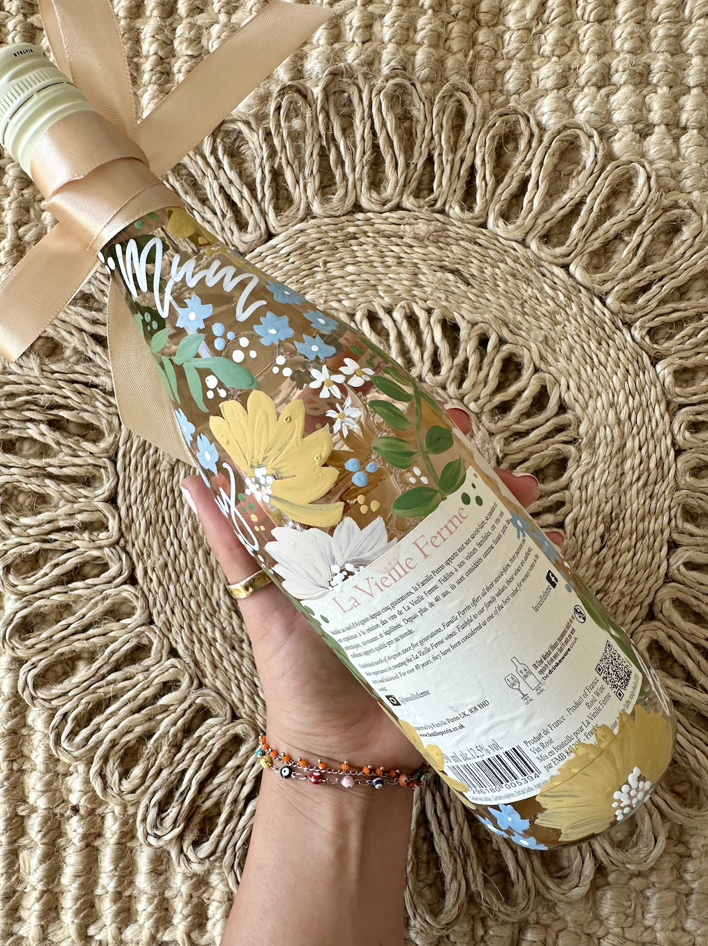 Custom Personalised Hand Painted Wine Bottle