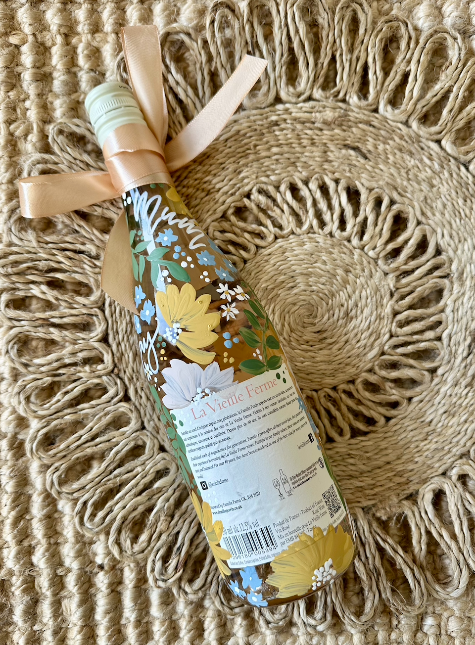 Custom Personalised Hand Painted Wine Bottle