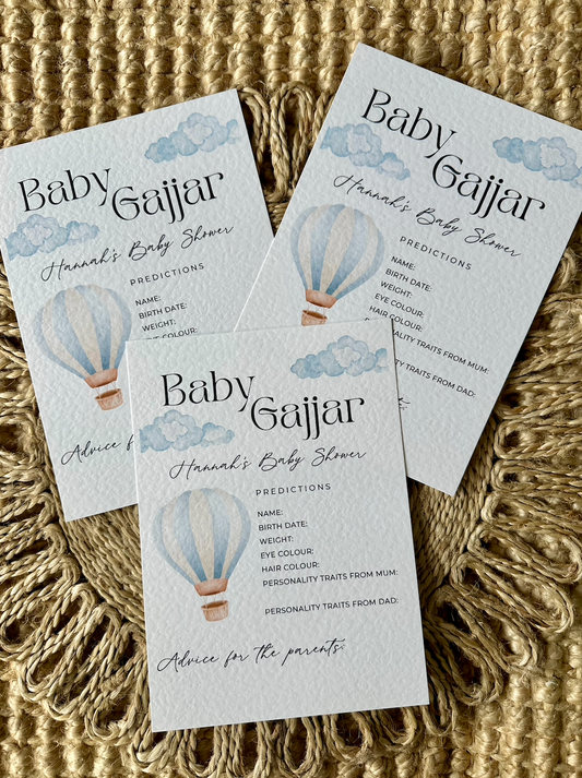 Personalised Hot Air Balloon Theme Baby Shower Prediction Card Rectangle