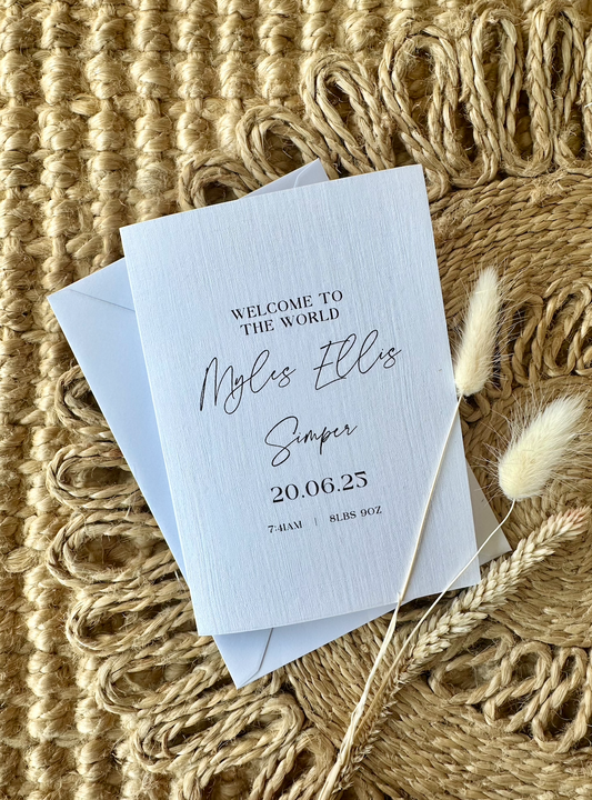 Personalised New Baby Name Card