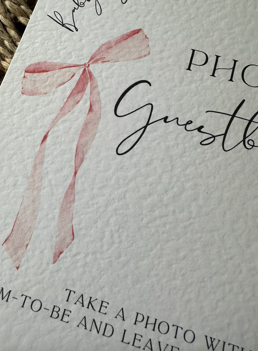 Bow Theme Personalised Photo Guestbook Baby Shower Sign