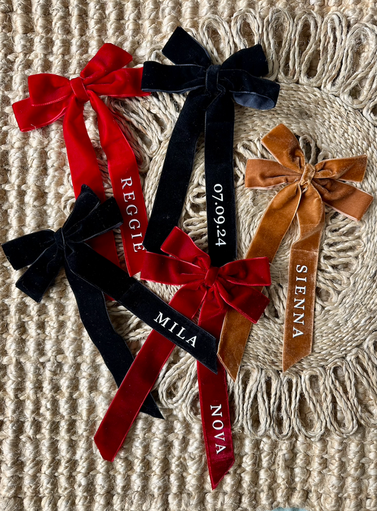 Personalised Velvet Bow Christmas Tree Decoration