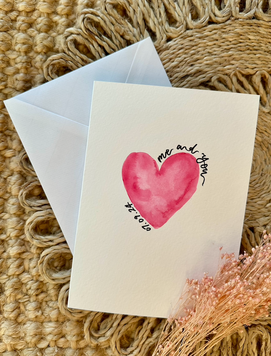 Hand Painted Personalised Heart Card