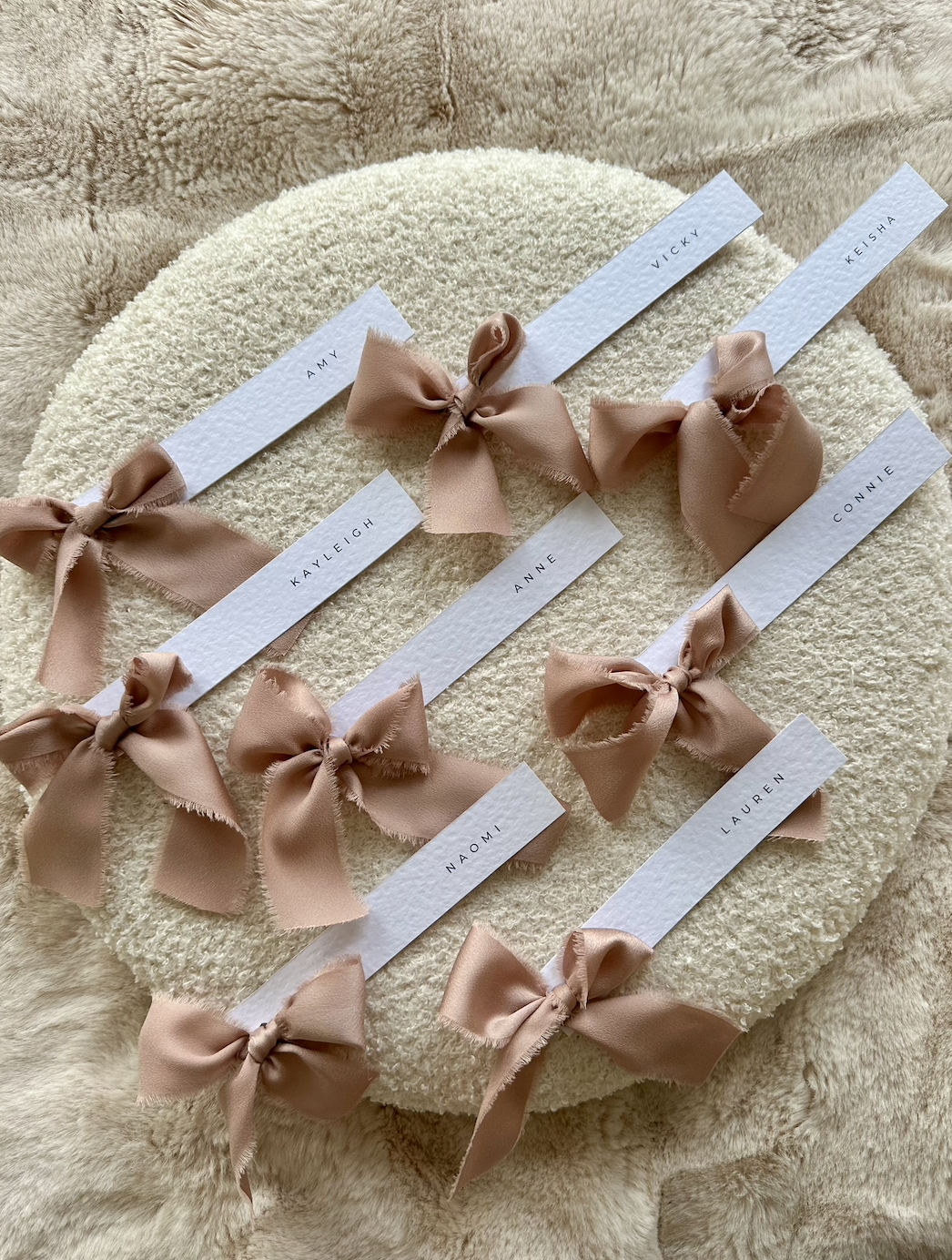 Elegant Satin Chiffon Ribbon Bow Personalised Place Name