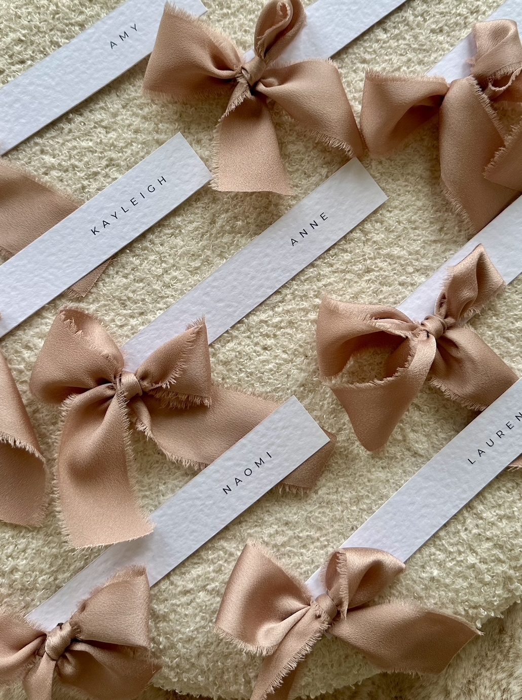 Elegant Satin Chiffon Ribbon Bow Personalised Place Name