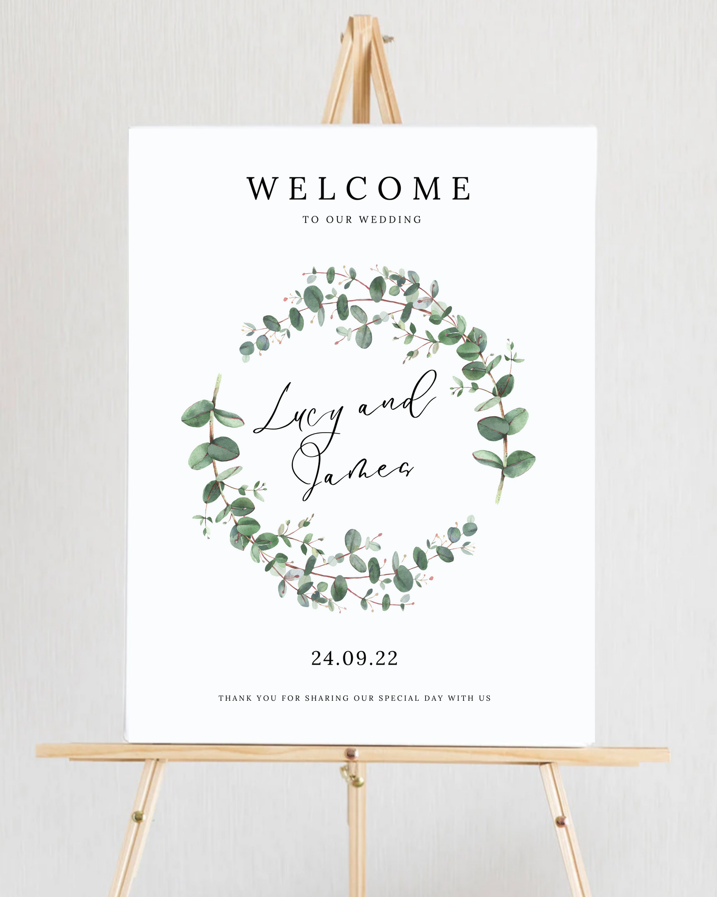 Botanical Wreath Large Welcome To Our Wedding Sign
