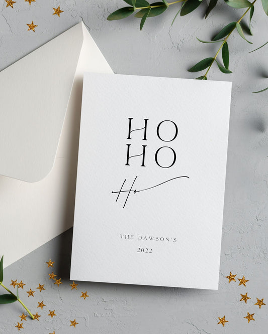Ho Ho Ho Minimalistic Personalised Christmas Card