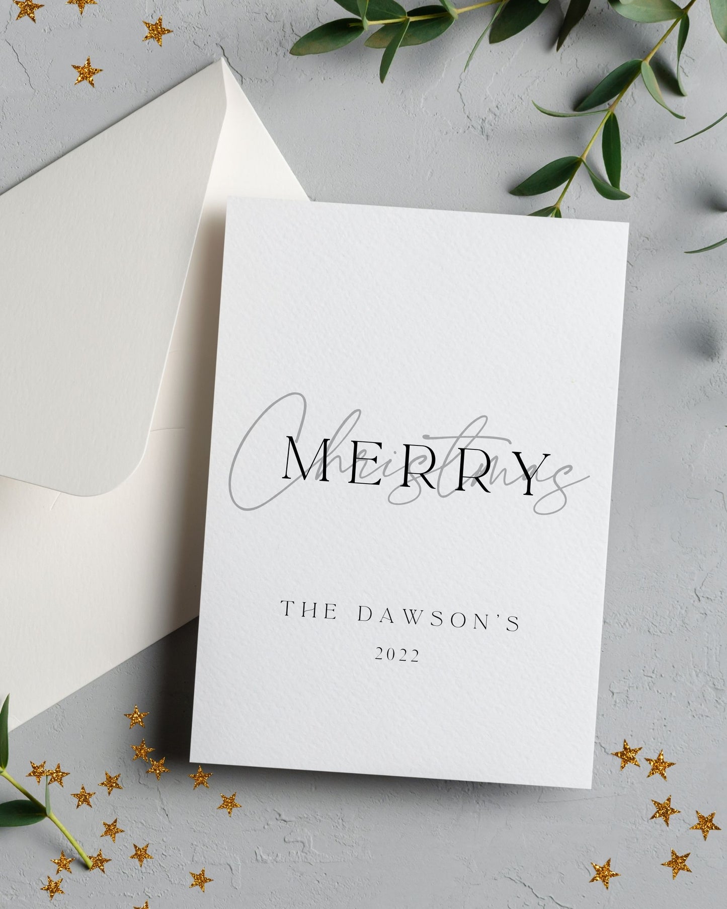 Pack Of 5 Personalised Merry Christmas Christmas Cards