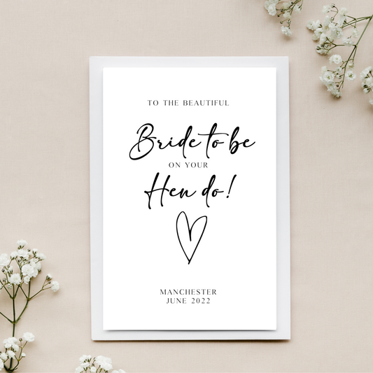 To The Bride To Be On Her Hen Do Card