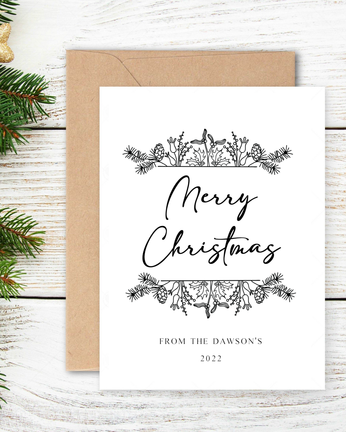 Pack Of 5 Border Style Personalised Christmas Card
