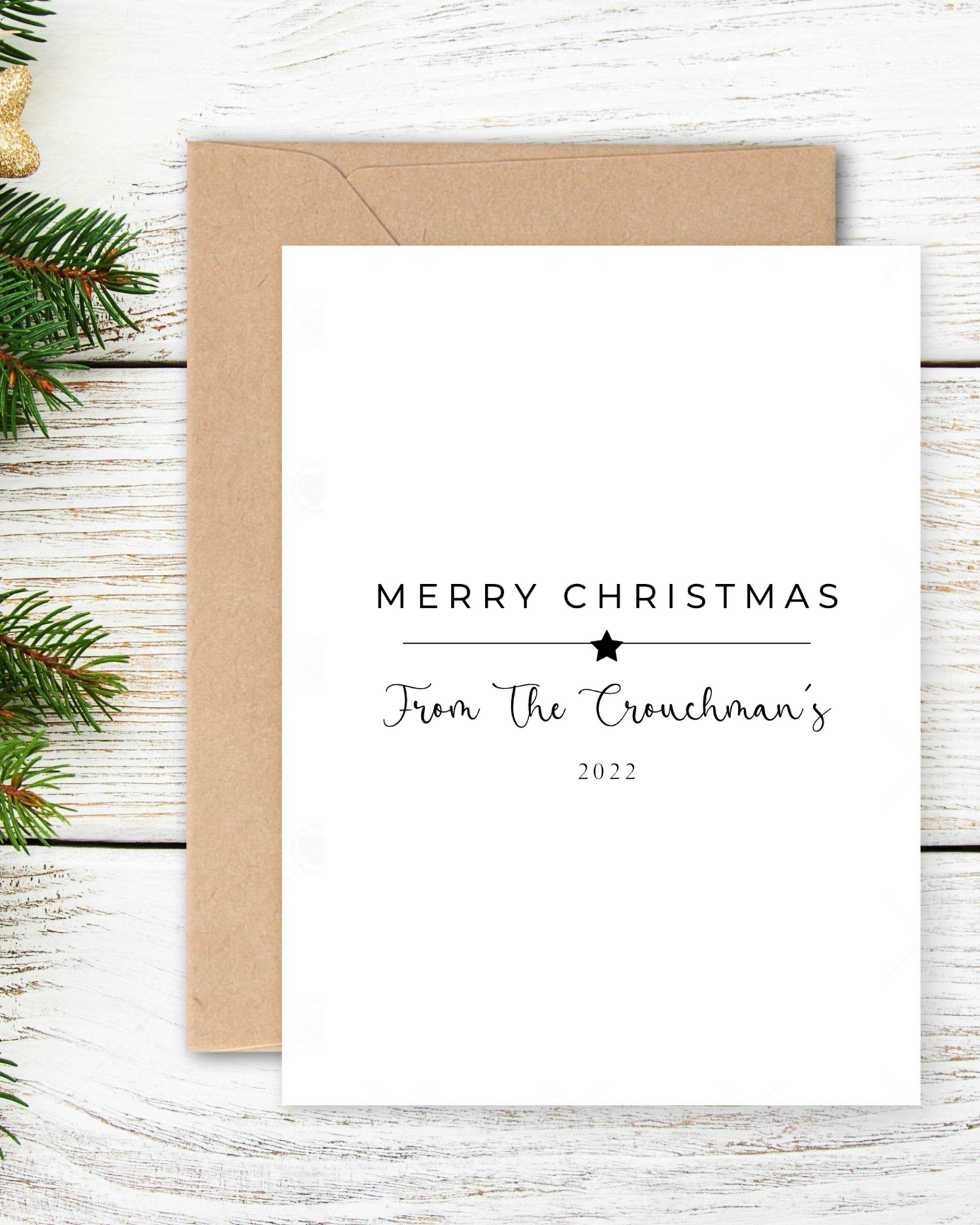 Pack Of 5 Classic Style Personalised Christmas Cards