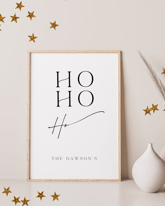 Personalised Minimalistic Ho Ho Ho Christmas Print