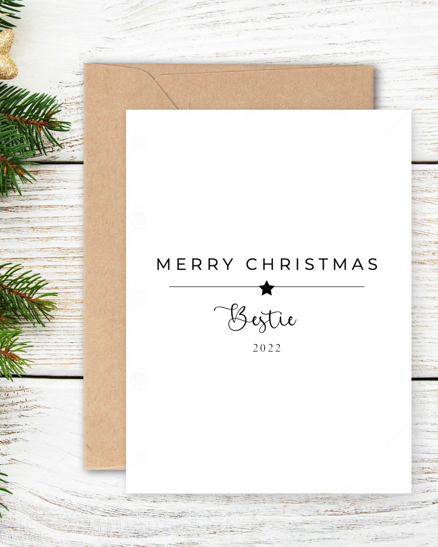 Pack Of 5 Classic Style Personalised Christmas Cards