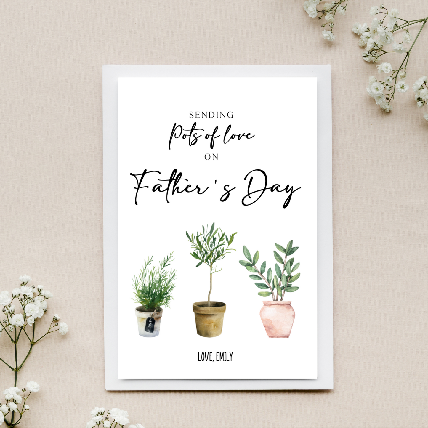 With Pots Of Love On Father's Day Card