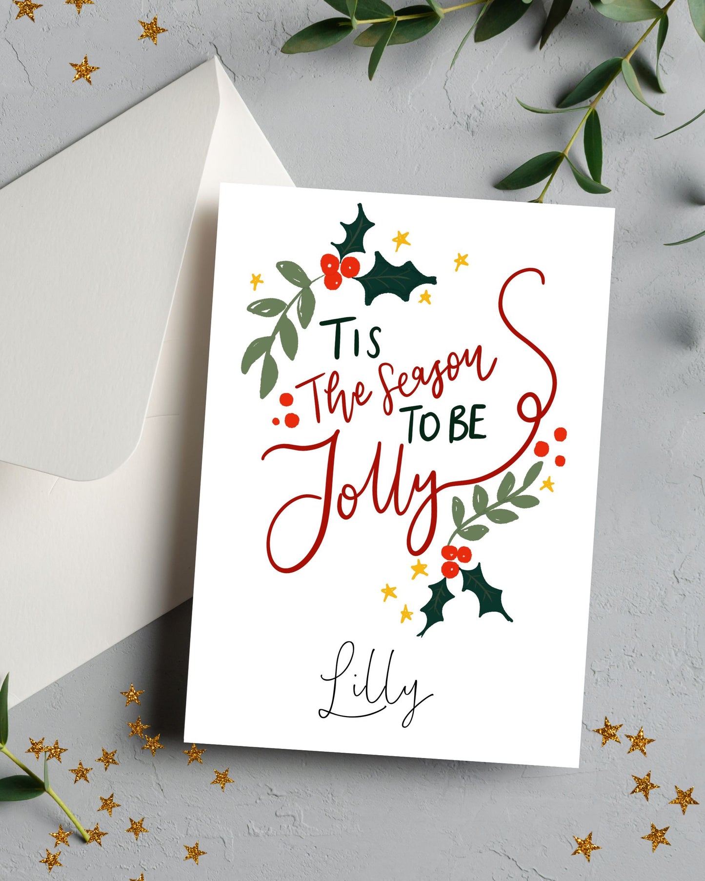 Personalised Tis The Season To Be Jolly Christmas Card