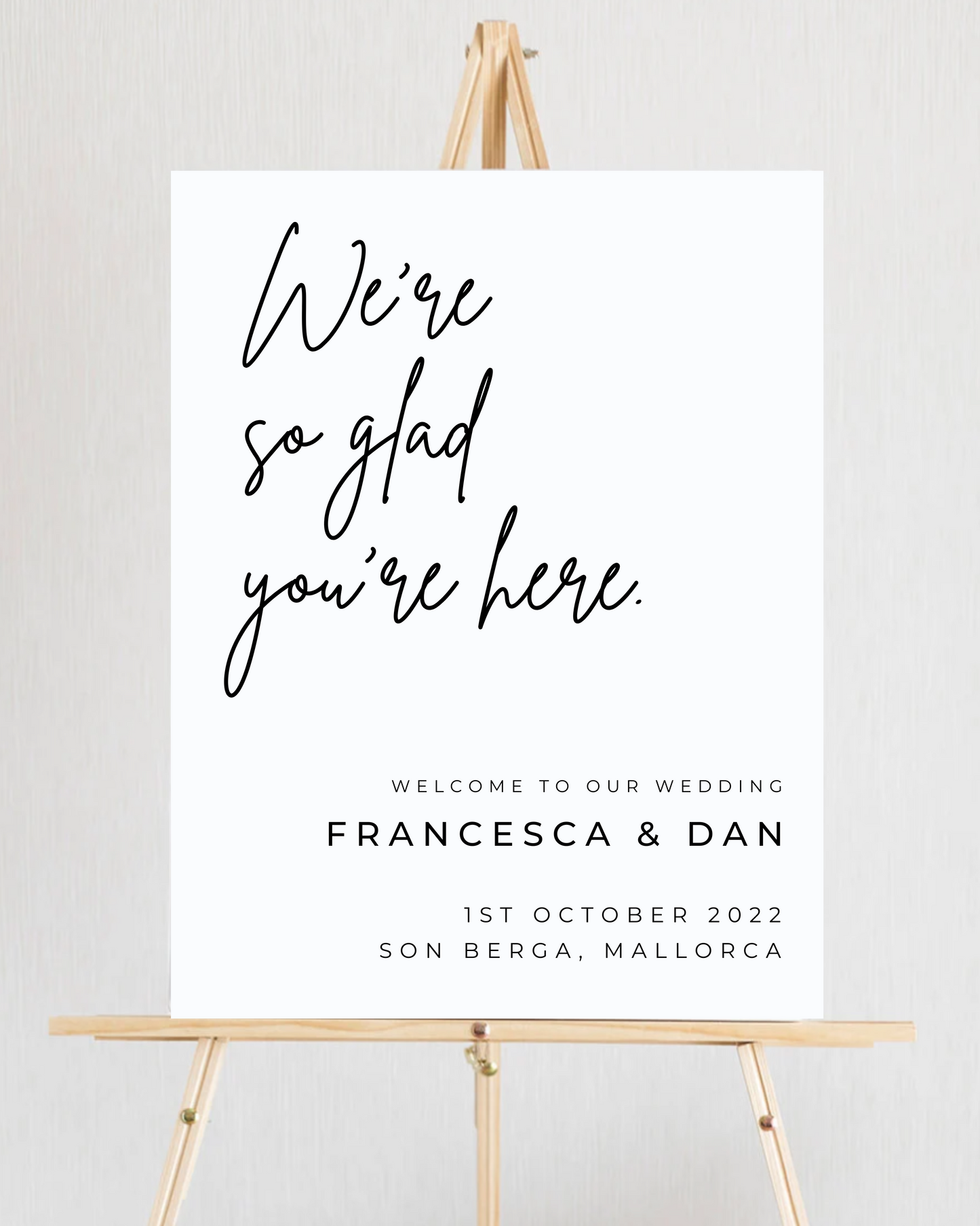 We're So Glad You're Here Large Welcome To Our Wedding Sign