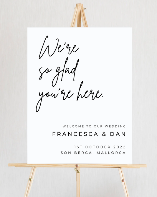 We're So Glad You're Here Large Welcome To Our Wedding Sign