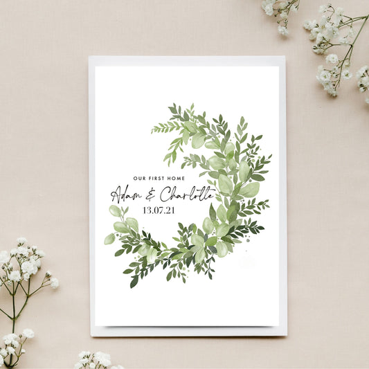Personalised Botanical Wreath Card