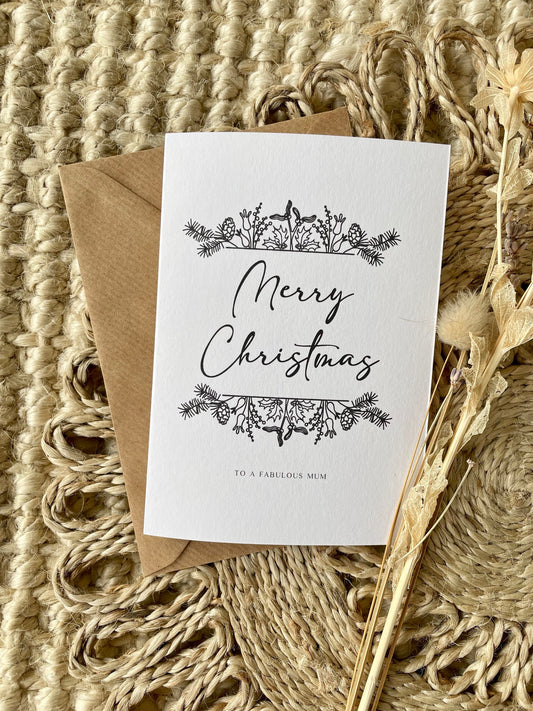 Pack Of 5 Border Style Personalised Christmas Card