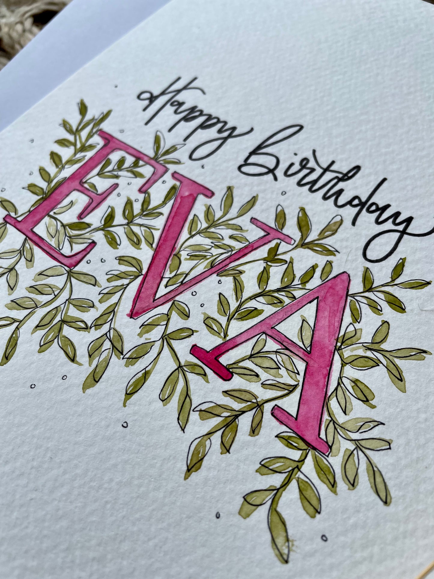 Personalised Botanical Happy Birthday Name Card
