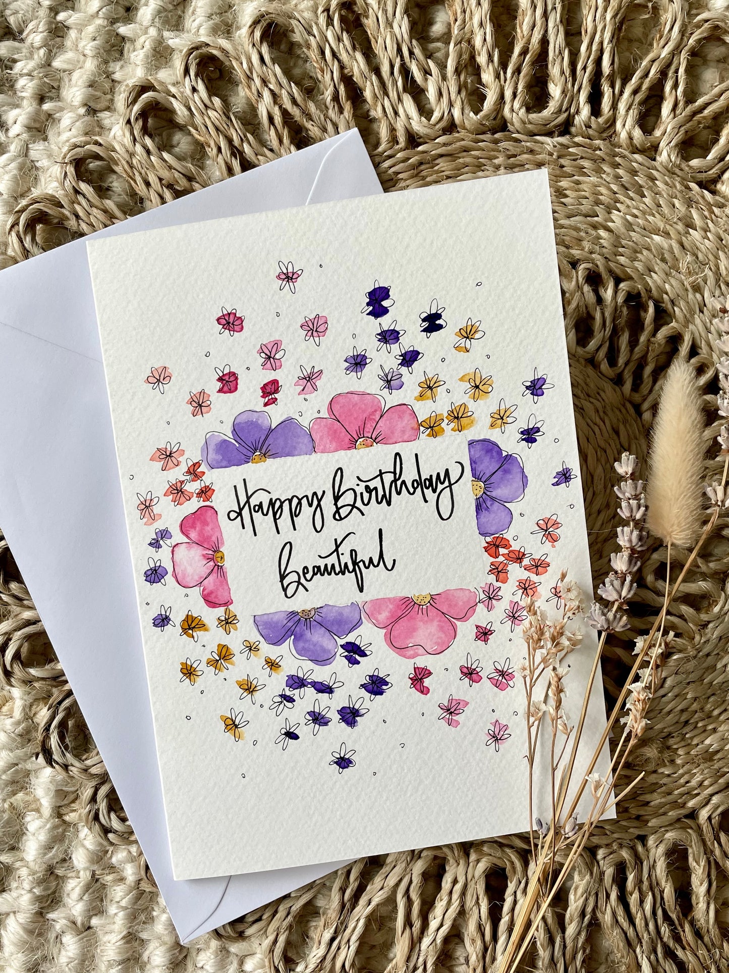 Pink & Purple Floral Birthday Card