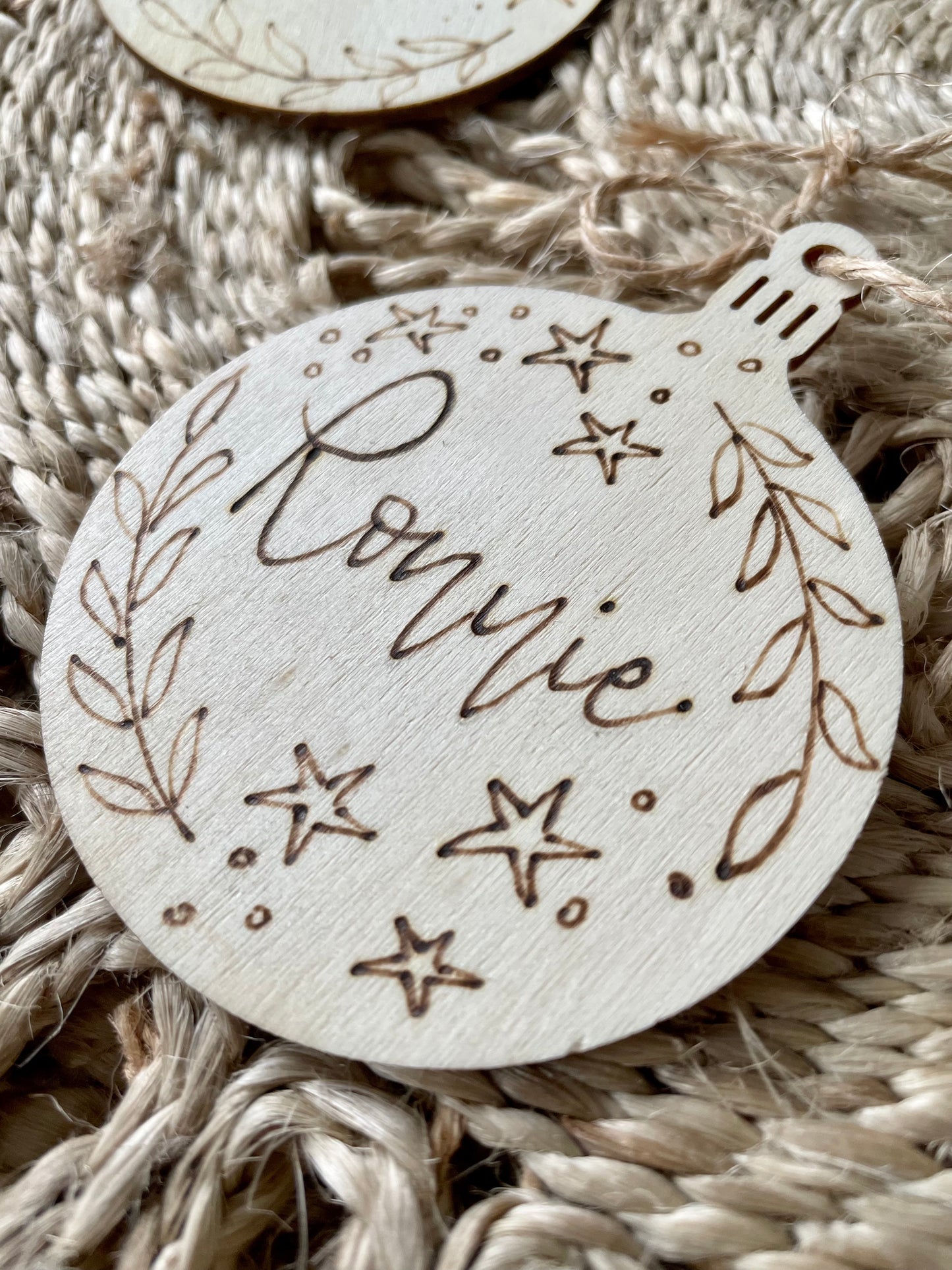 Personalised Name Engraved Wooden Tree Decoration