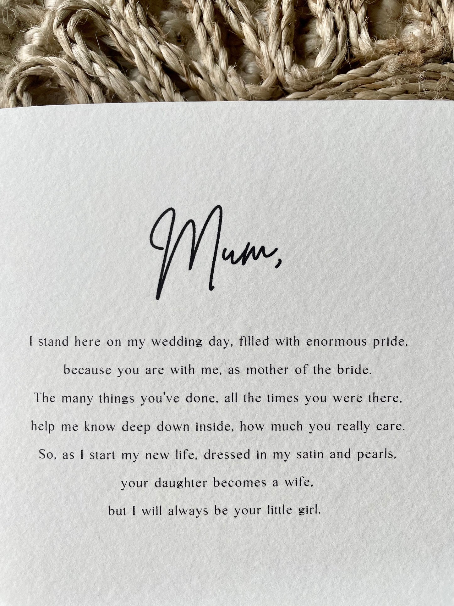 Personalised Mother Of The Bride Poem Card