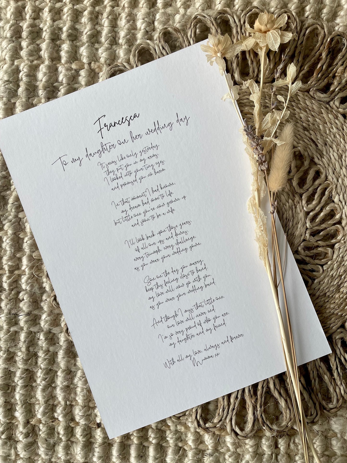 Personalised Bride To Be Poem From Mother Of The Bride