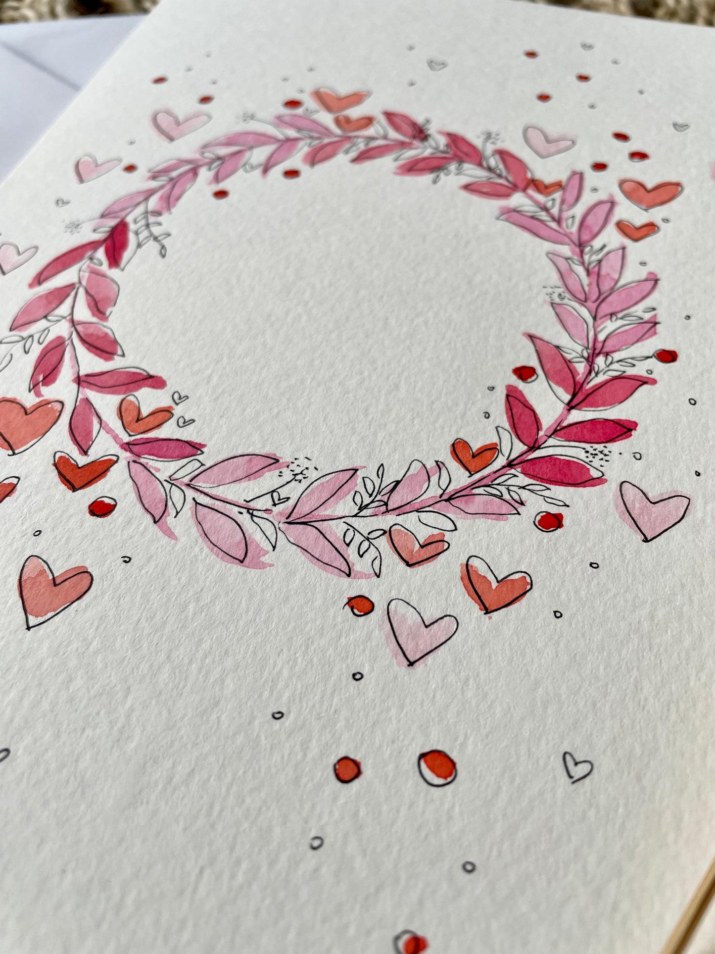 Personalised Pink Wreath Valentine's Day Card