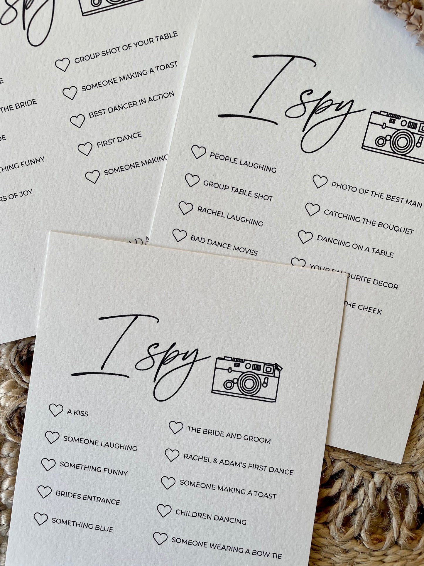 Personalised I Spy Wedding Photo Game Cards