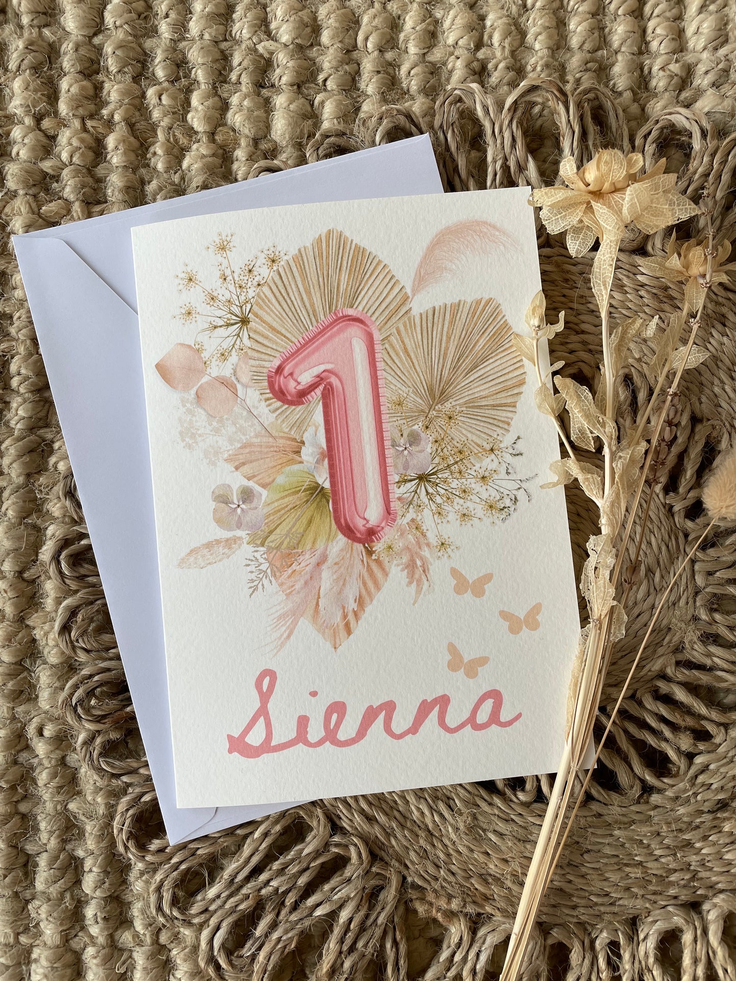 Personalised Number Boho Floral Birthday Card