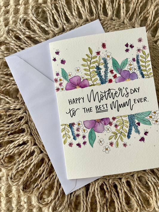 Personalised Purple Floral Border Mother's Day Card