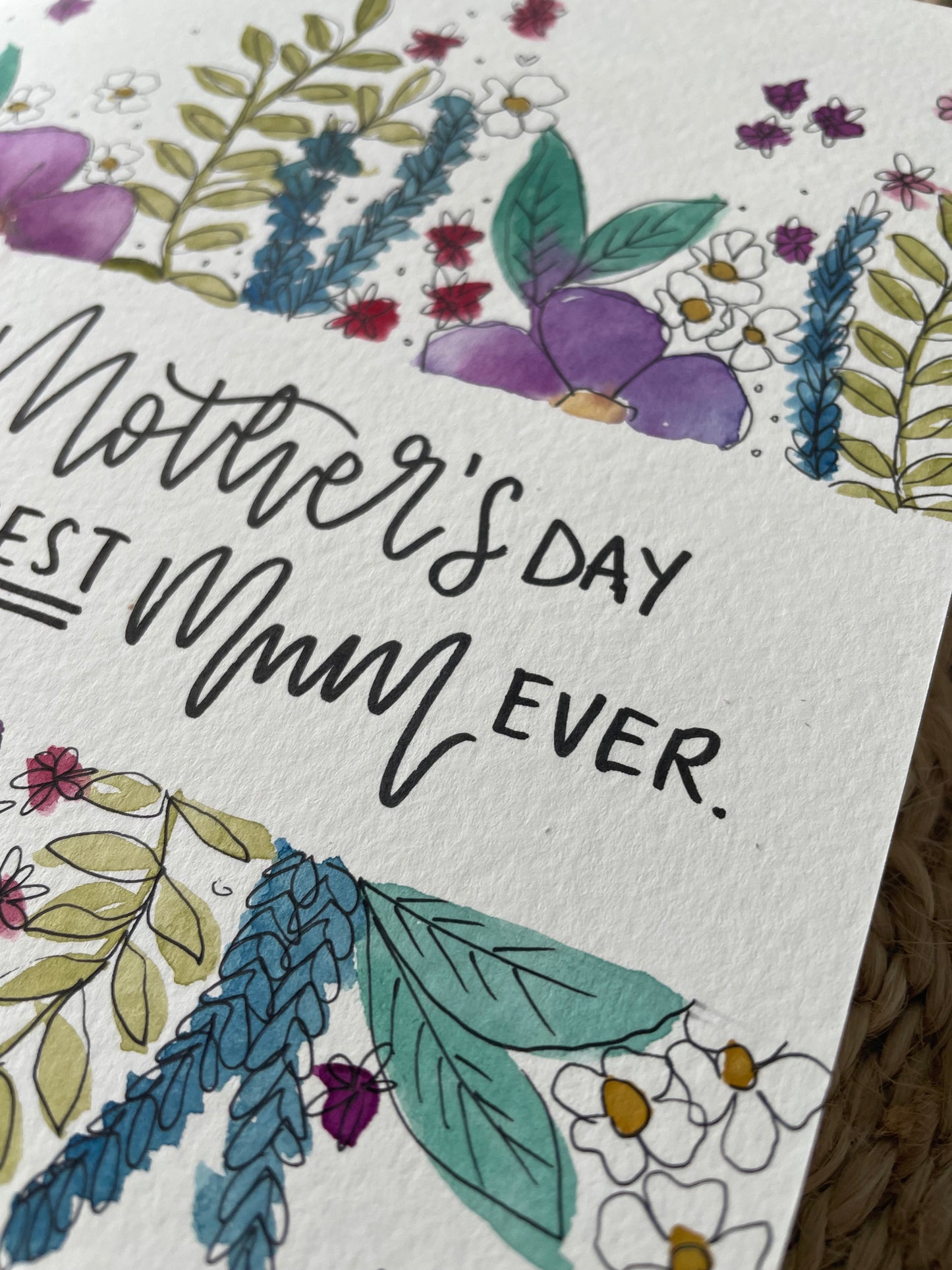 Personalised Purple Floral Border Mother's Day Card