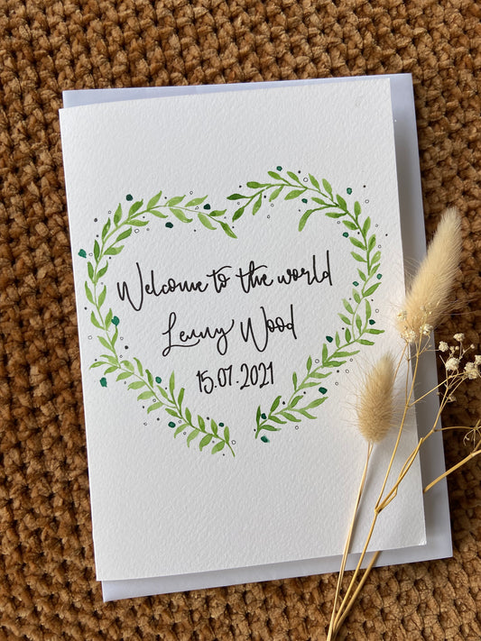 Welcome To The World Heart Wreath Card