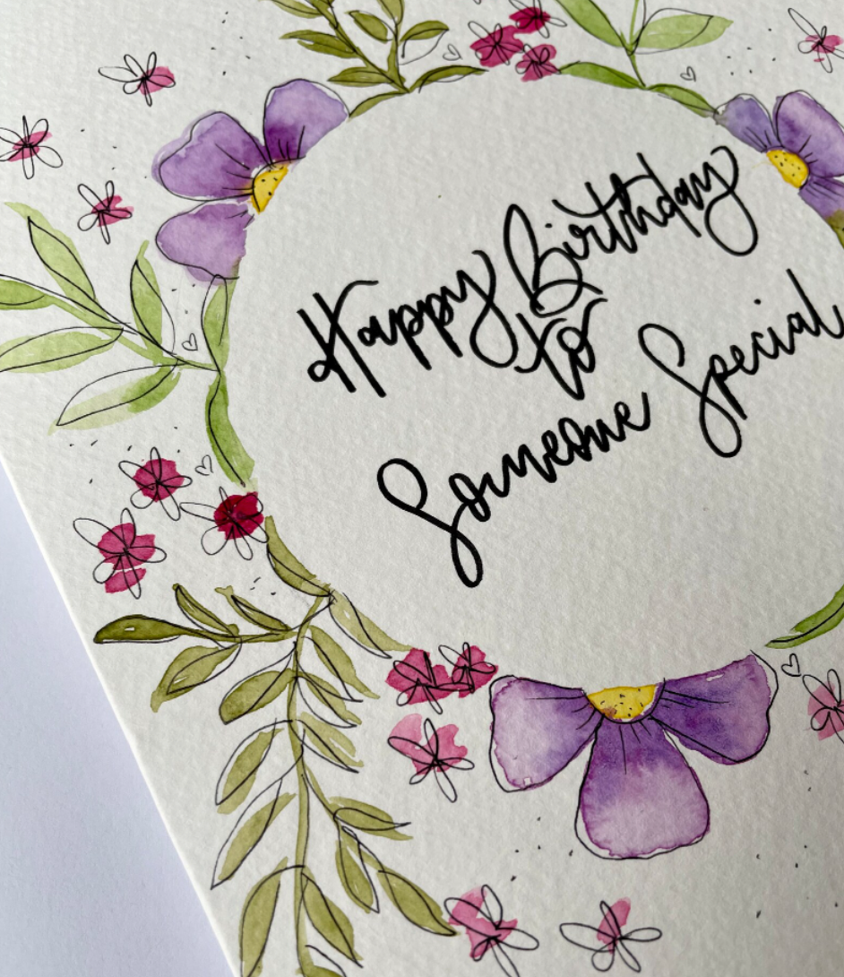Floral Wreath Birthday Personalised Card
