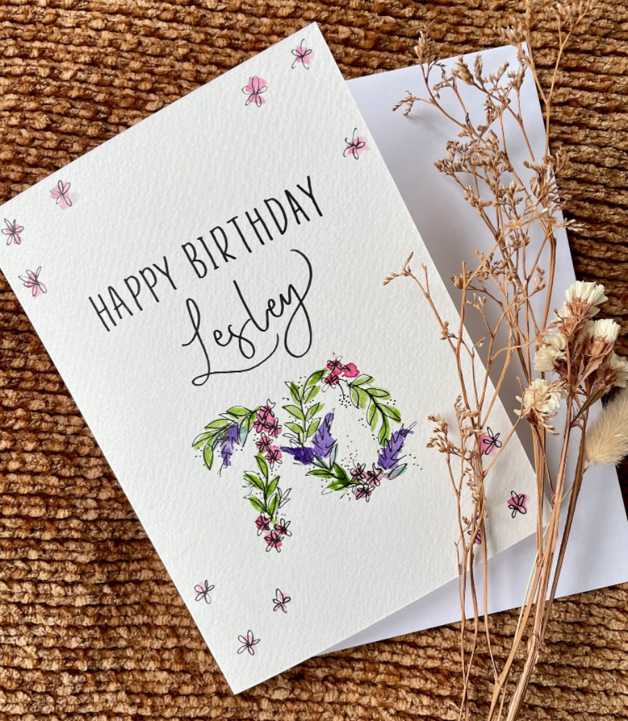 Happy Birthday Floral Number Card