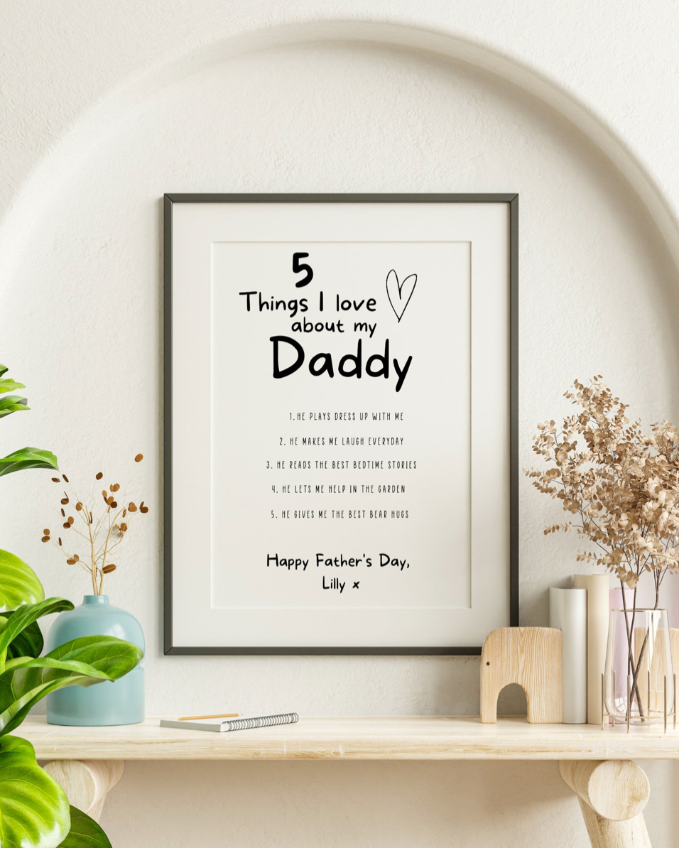 5 Things I Love About My Daddy Print